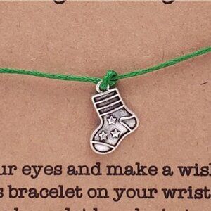 Stocking Christmas Wish Bracelet Green String